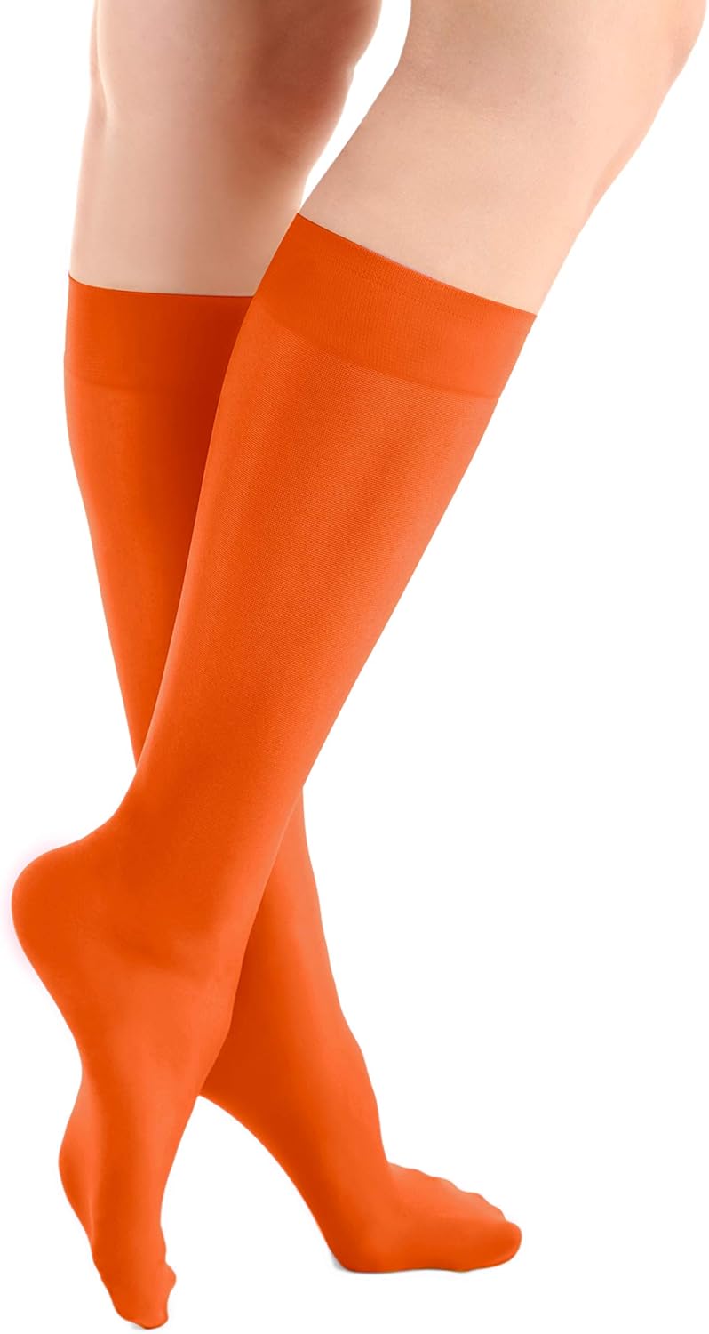 ColorFlow Skating Microfiber Knee High Skating Tights (Orange Slice): Clothing