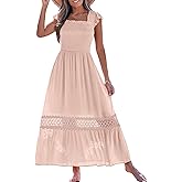 Benfoly Women's Sexy Lace Maxi Dress Backless Cut Out Tiered Ruffle Flowy Boho Vacation Beach Party Long Dresses