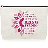 Gevody Breast Cancer Survivor Gift Makeup Bag Breast Cancer Awareness Gifts for Women Inspirational Chemo Cosmetic Bag Present for Patients Friends Family Recovery Encouragement Present Travel Pouch