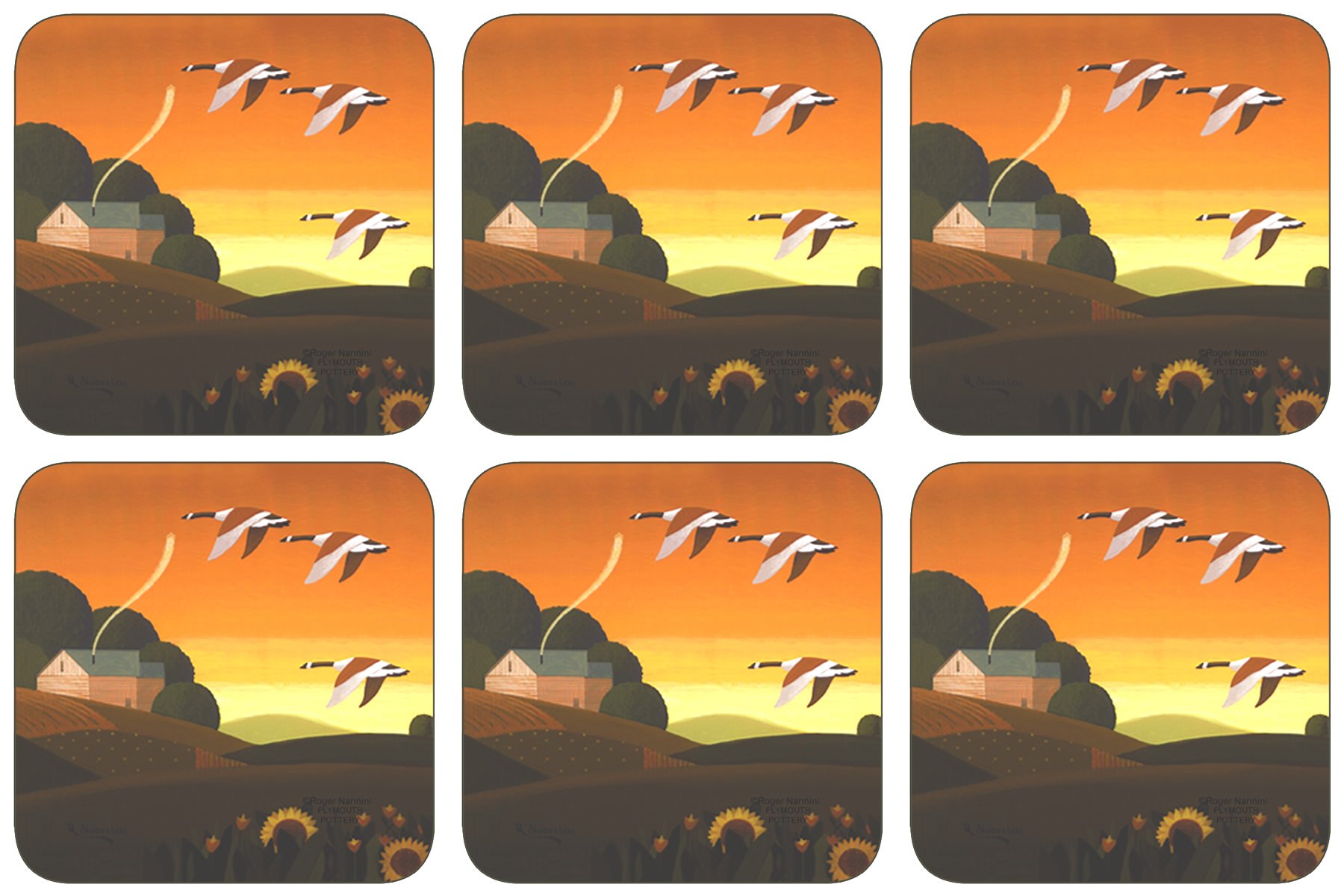 Plymouth Summer Gold Coasters - Set of 6