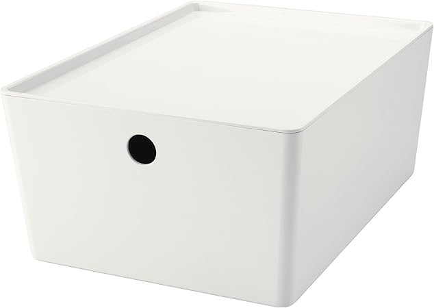 IKEA KUGGIS - Caja con tapa Blanco: Amazon.es: Hogar