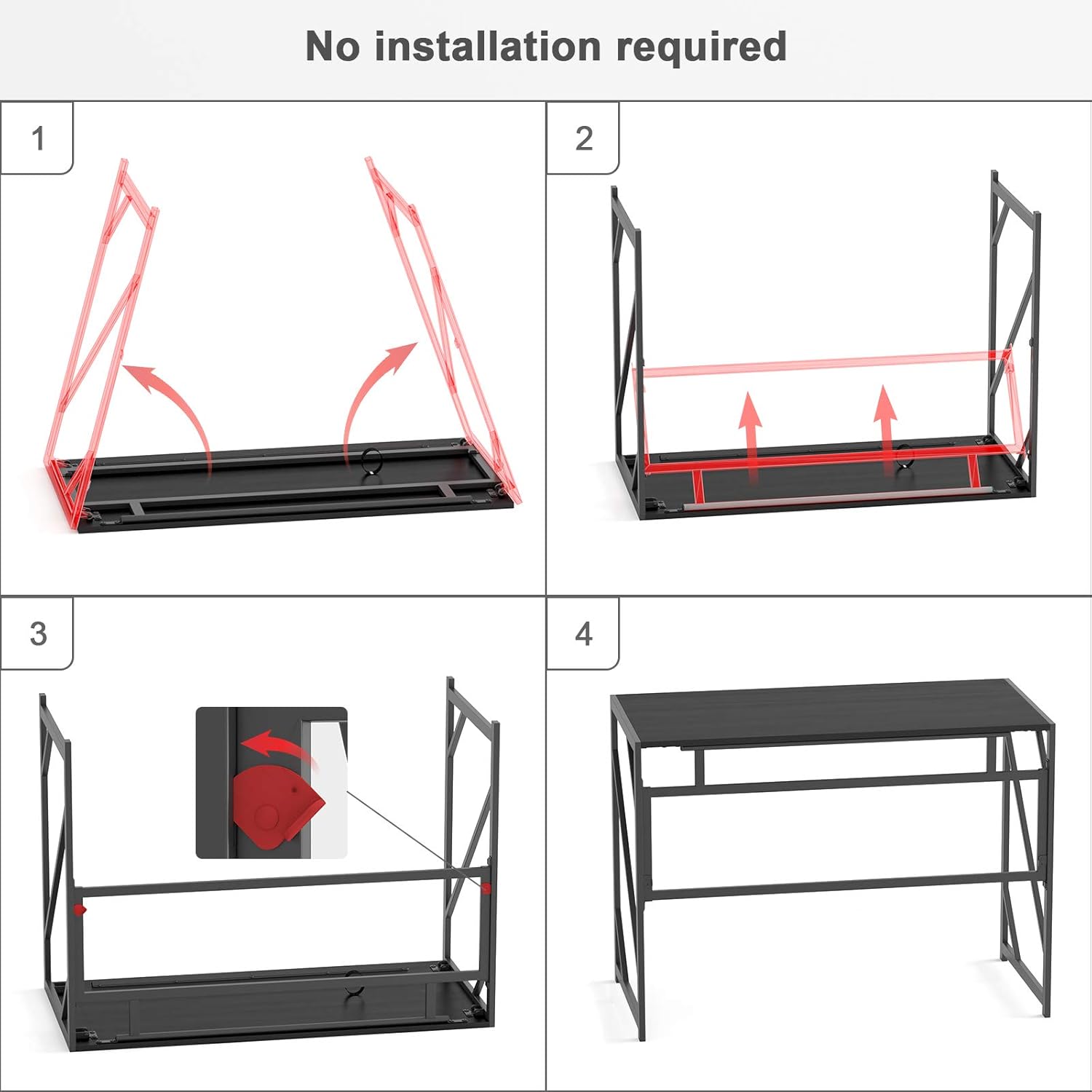 Elephance 40" Folding Computer Desk No Assembly Needed Foldable Small Home Office Desk Study Writing Desk Gaming Table for Small Space: Kitchen & Dining