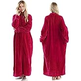 Oksun Womens Fleece Warm Robe: Cozy Flannel Long Zipper Bathrobe - Plush Winter Housecoat Nightgown