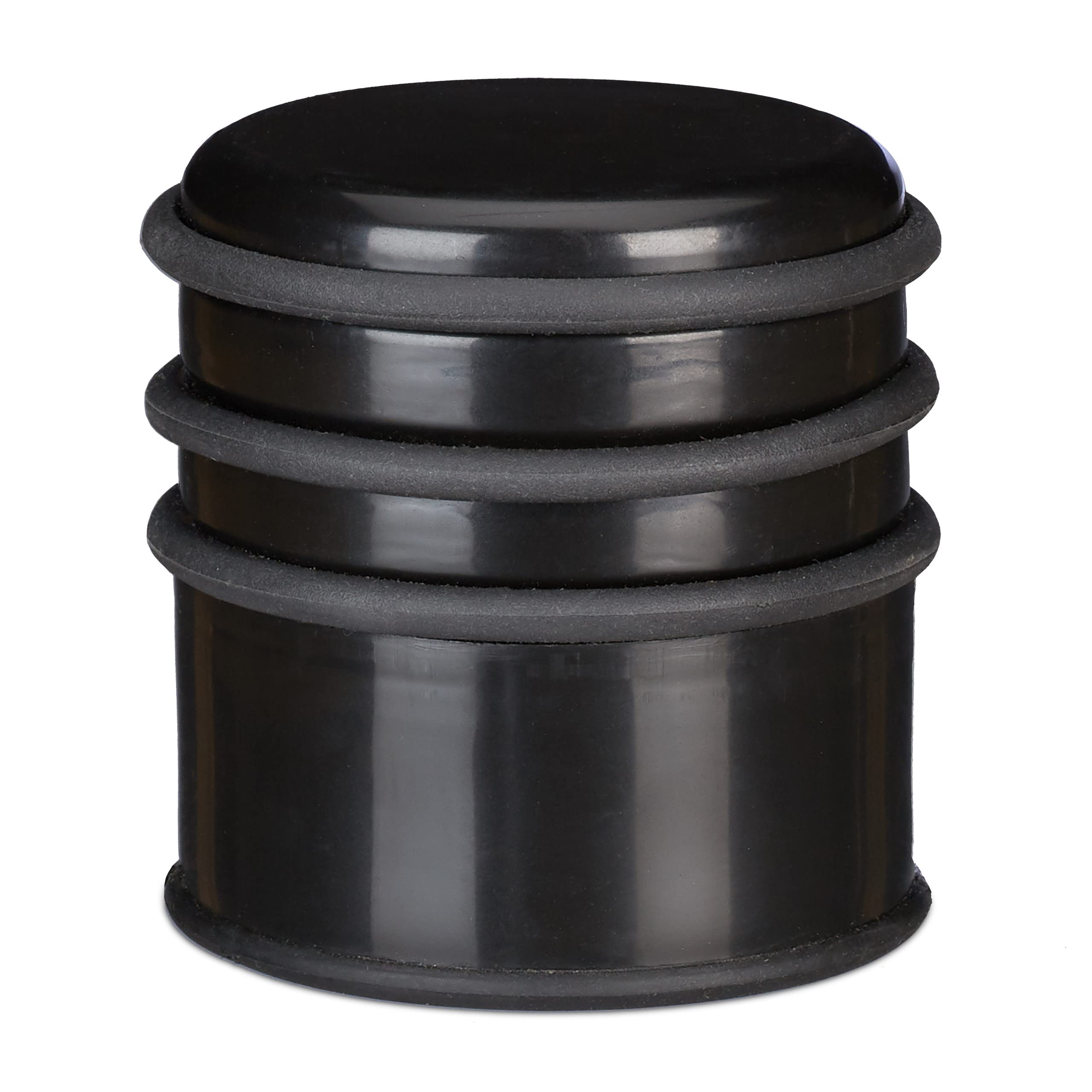 Relaxdays Floor Stop, Heavy Bumper for Doors & Windows, Draft Protection, ∅ 7 cm, 3 Rubber Rings, Black, Pack of 1