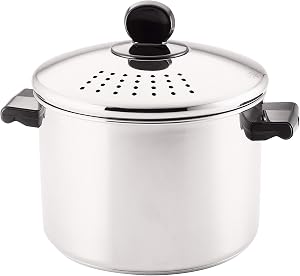 Farberware Classic Series Stainless Steel 8-Quart Covered Straining Stockpot with Lid