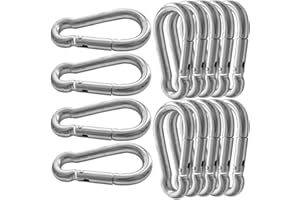 EVANCENT Spring Snap Hook Carabiners, M5 x 50MM 2” Spring Links, Strong Metal Keyring Clip Quick Chain Links, 220lbs Holding Capacity Spring Clips for Dog Leash Keychain Bottle