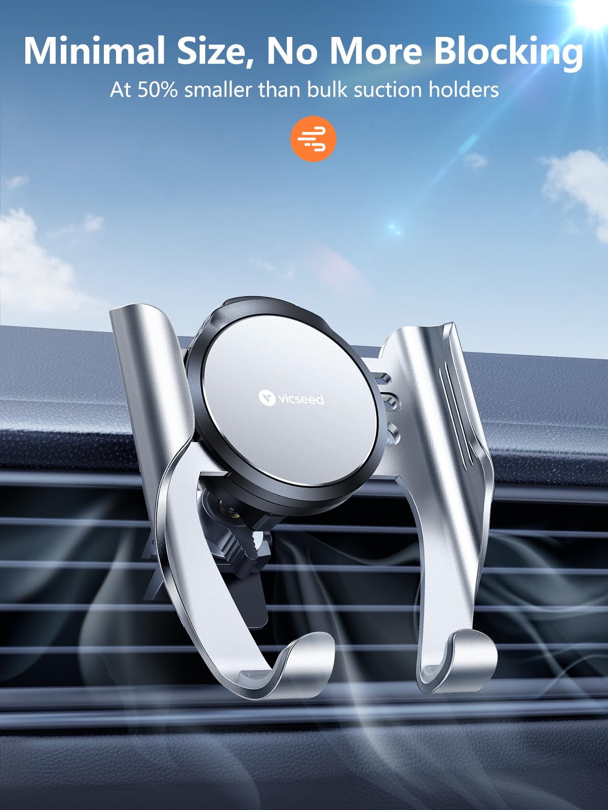 VICSEED 2024 Upgrade Car Vent Phone Mount with Metal Air Vent Clip, Auto Lock Phone Mount for Car Phone Holder Mount, Car Mount for iPhone 15 Pro Max 14 13 12 & All Phones