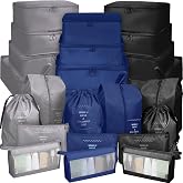 24 Set Packing Cubes Luggage Organizer Bags Travel Suitcases Organizers Luggage Cubes with Toiletry Bag for Travel Accessories (Black, Navy, Gray)