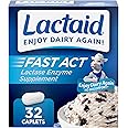 Lactaid Fast Act Lactose Intolerance Relief Caplets with Lactase Enzyme to Prevent Gas, Bloating & Diarrhea Due to Lactose Sensitivity, Ideal for Travel & On-The-Go, 32 Packs of 1-Count