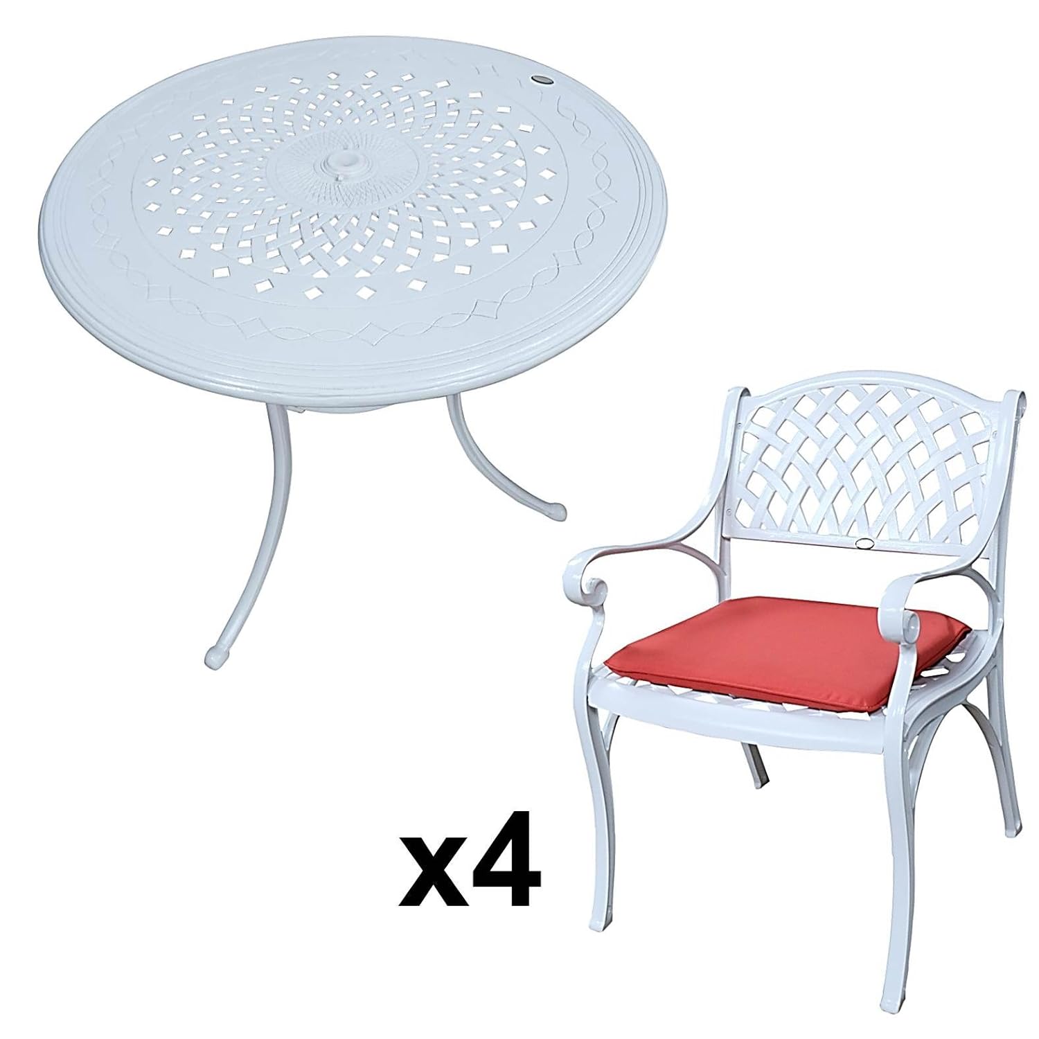 Lazy Susan - ANNA 80 cm Runder Gartentisch mit 4 Stühlen - Gartenmöbel