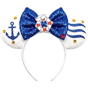 luluglee Handmade Mouse Ears Headband, Sequin Bow for Adults Women, Cosplay Party Accessory Theme Park Costume