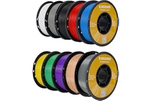 Kingroon PLA Plus（PLA+）3D Printer Filament, 10 Rolls, Dimensional Accuracy +/- 0.03 mm, 10kg Spool(22lbs), 1.75 mm，Black White Grey Red Blue Green Purple Skin Silver Yellow