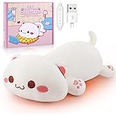 Electric Heating Pad for Period Cramps, Cuddly Soft 14" White Cat Plush with a Hot Soft Belly USB Powered, Heating Pad Neck Shoulder Pain Relief, Gift for Women Daughter Wife