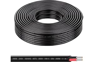 Geosiry 18 Gauge 2 Conductor Electrical Wire, 100FT Stranded Tinned Copper Wire, Flexible 18 AWG Wire for LED Strips Lamps Lighting Marine Automotive (18AWG, 100FT)