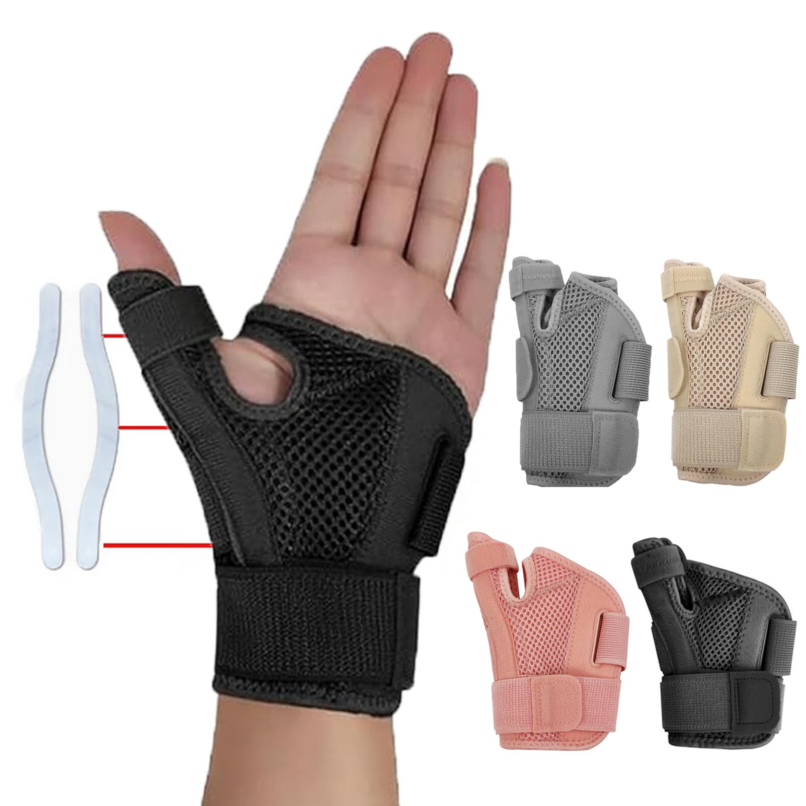 SONGQEE New Upgraded Thumb Support for Arthritis, Thumb Spica Splint Brace Stabilizer Right & Left Hand with Patchwork Design for Carpal Tunnel Relief Pain Tendonitis Trigger Finger Wrist Sprain