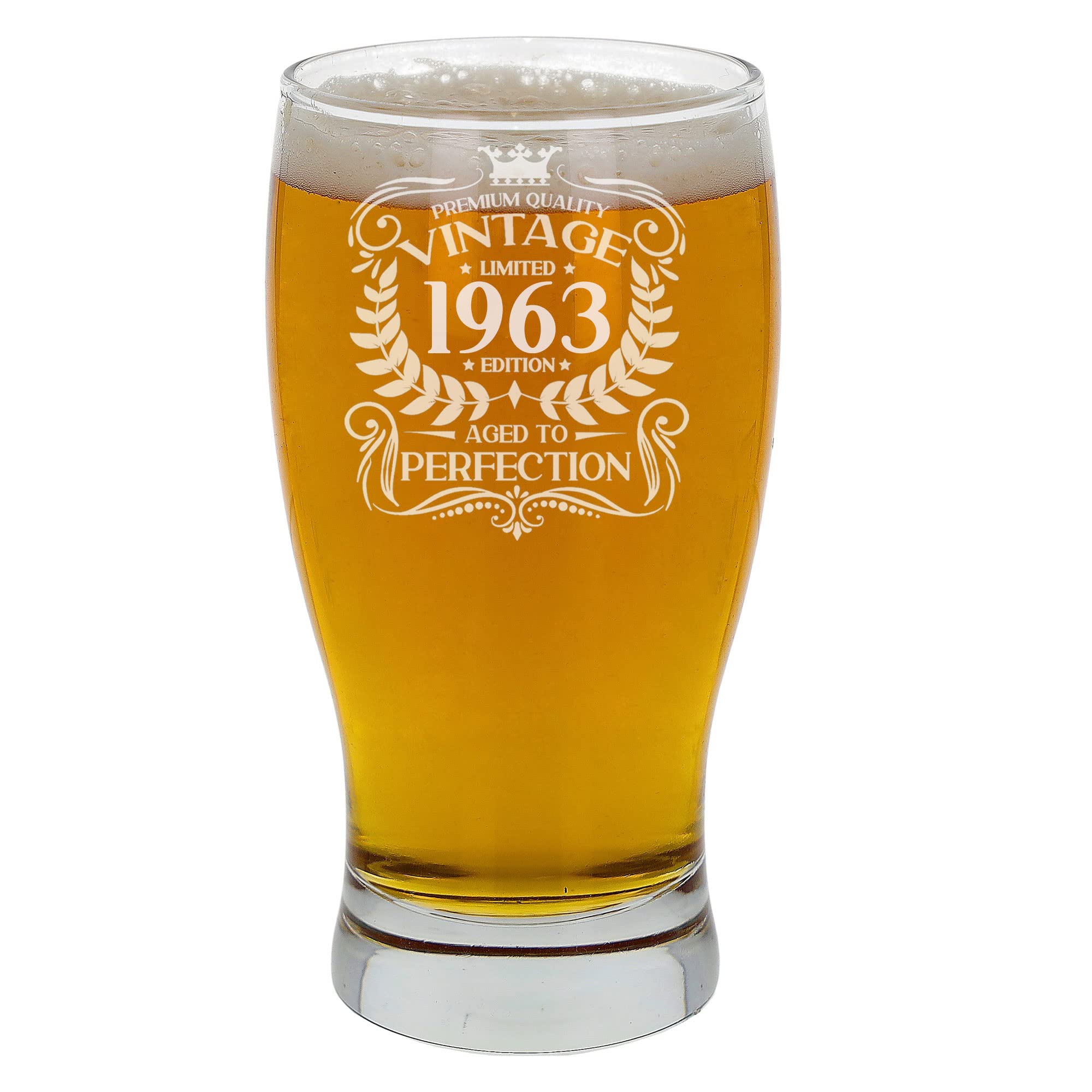 Always Looking Good 63rd Birthday Gift for Men Vintage 1963 Aged to Perfection Engraved Pint Beer Glass Present for 63 Year Old Etched Cider Lager Beer Tulip Pint Glasses