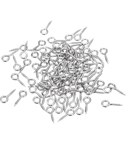 Uxcell 200 Pack Small Screw Eye Hooks Mini Eyelets Screws, 5.5x12x1.2mm, Nickel Silver