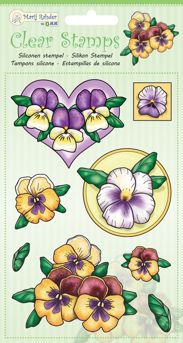 JEJE Clear Stamps Violets, Synthetic Material, 18.7 x 11 x 0.3 cm