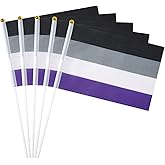 GentleGirl 12 Pack Asexual Pride Rainbow Flags Asexual Small Mini Hand Held Stick Flag Gay LGBT Festival Party Parades Decorations