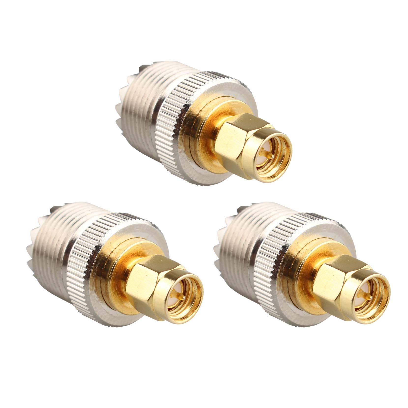 Jopto 3PCS UHF Female to SMA Male RF Coax Connector SMA Male (Pin) to UHF UHF PL-259 SO-239 Female for Plug Coaxial SO239(PL259) Handheld Antenna PL259 Converter Two Way Radio RF Antenna Adapter
