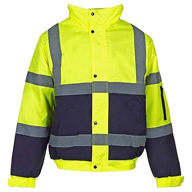 Hi-Viz - Herren Männer Bomber Jacke Zweifärbig Reflektierendes Band Wasserfeste Gesteppte Sicherheits Arbeitsjacke