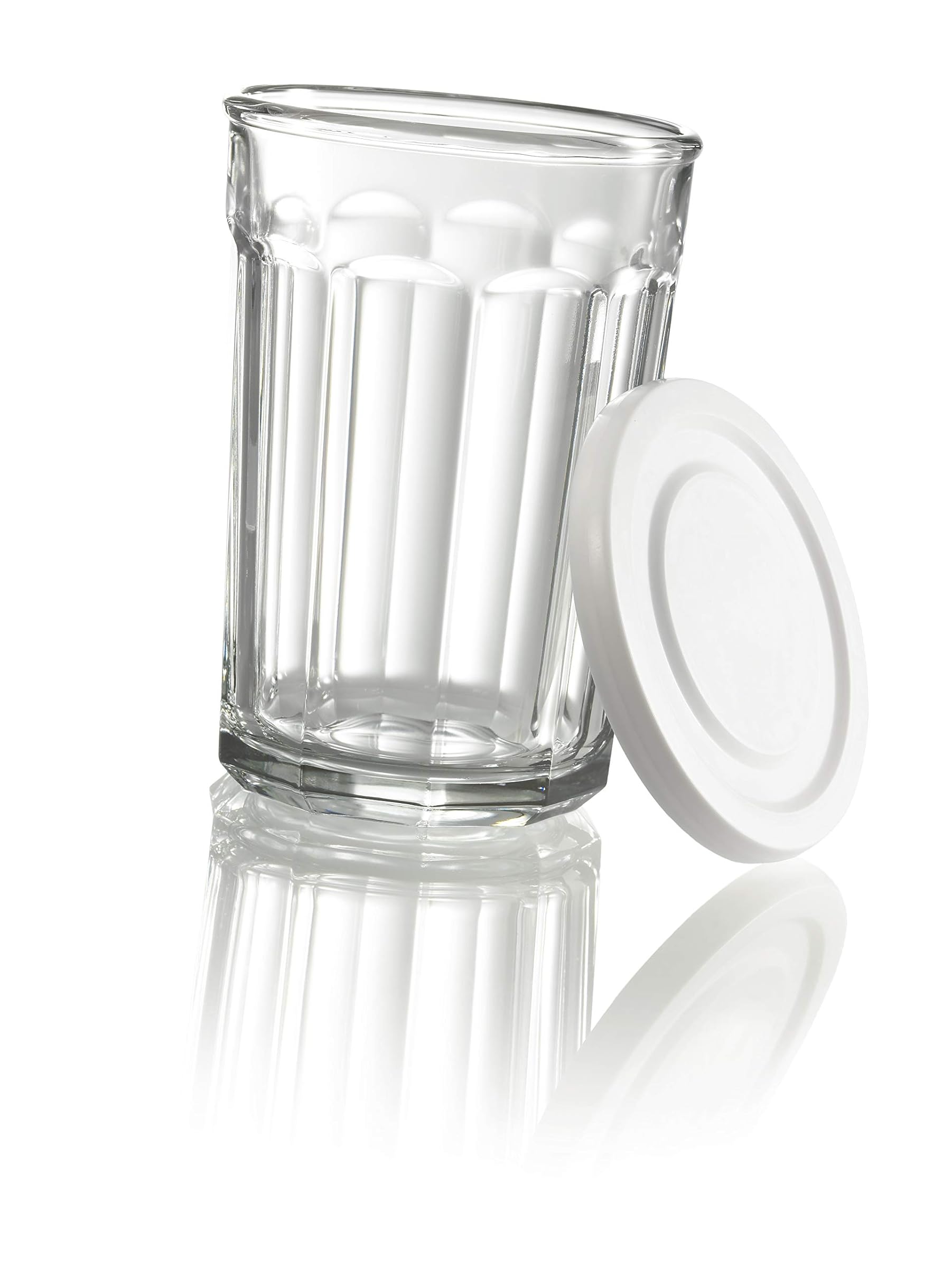 Arc International Luminarc Working Glass Storage Jar/Cooler with White Lid, 21-Ounce, Set of 4 by Arc International