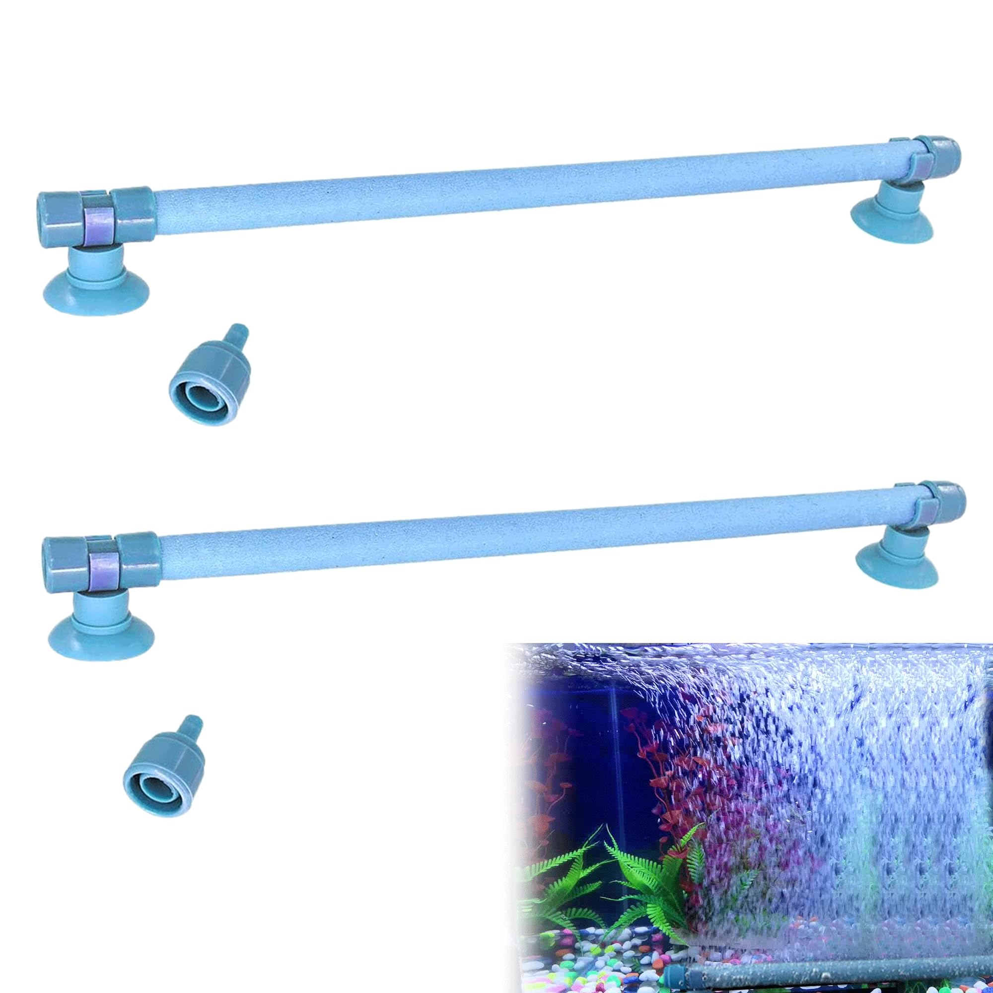 2 Pcs Aquarium Bubbler 10 inch Air Stone Increase Oxygen Blue Fish Tank Bubbler Accessory