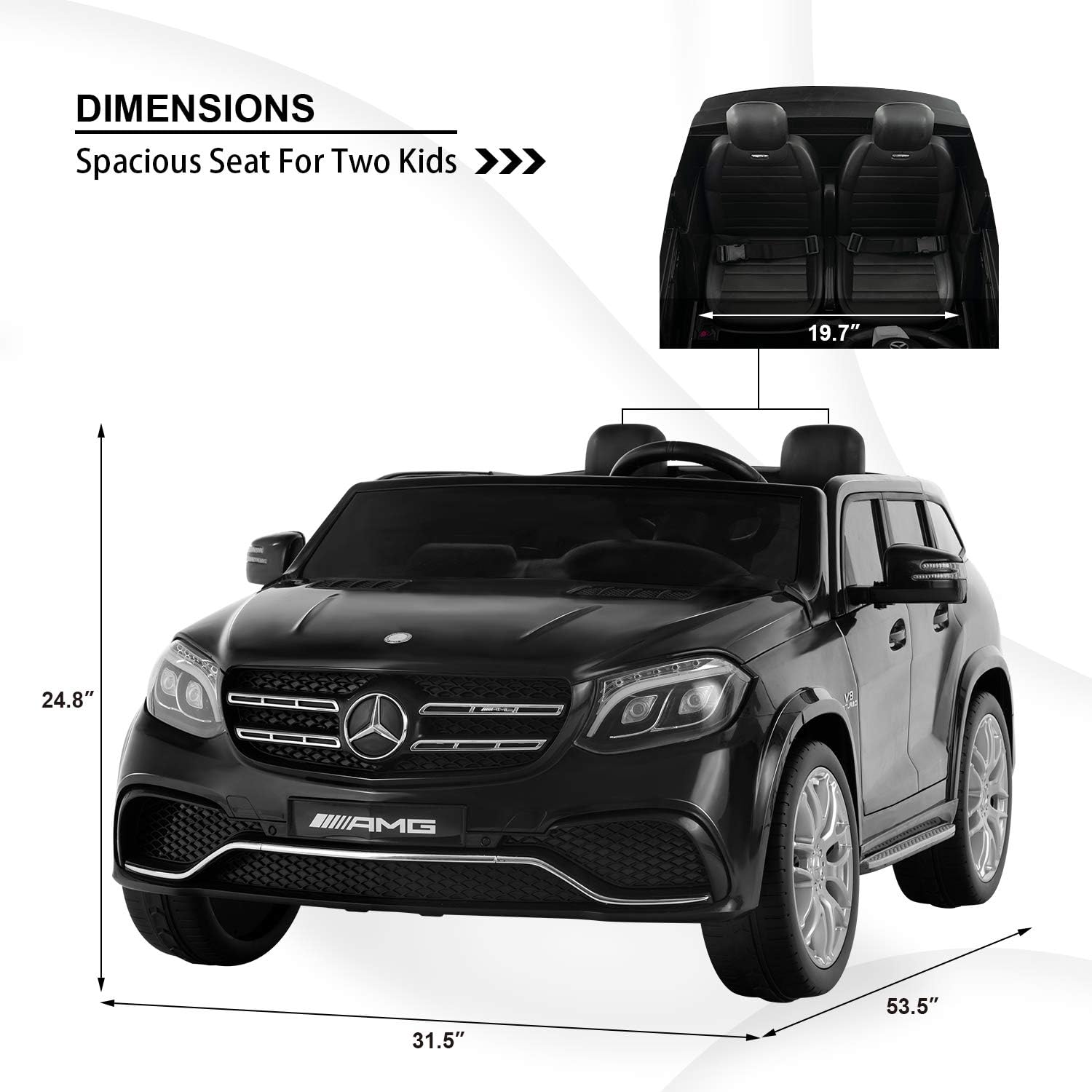 Uenjoy 2 Seater 12v Licensed Mercedes Benz Gls63 Amg Kids Ride On Car Electric Cars Motorized Vehicles For Kids With Remote Control Music Horn