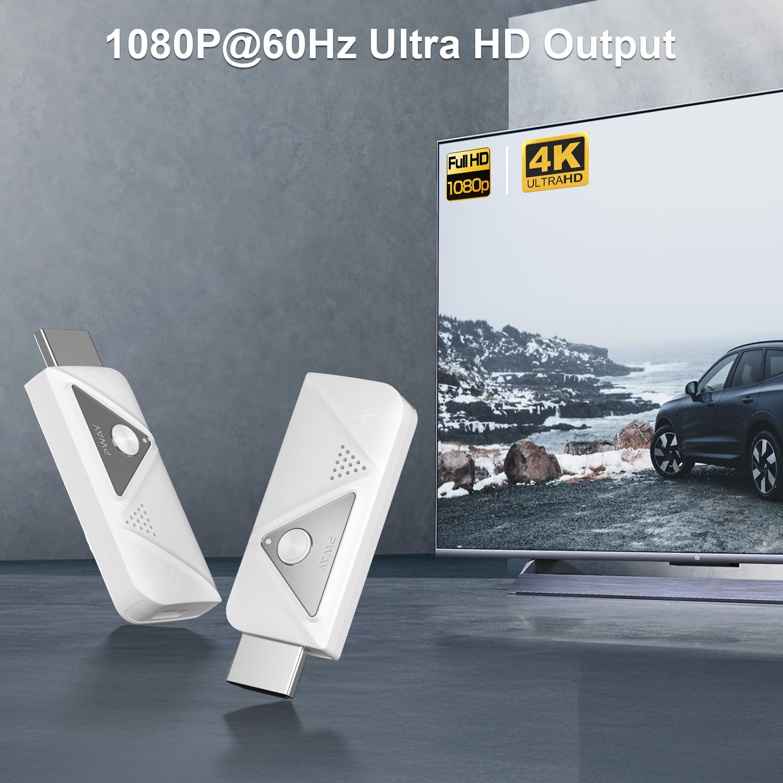 Wireless HDMI Transmitter and Receiver 328FT/100M, 4K Decode Plug and Play 1080P Portable Wireless HDMI Extender 2.4G/5GHz, for Streaming Video and Audio to Monitor from Laptop/PC/Projector/TV Box