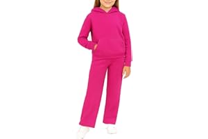 ELLA IN PINK Girls Tracksuit Set - Wide Leg Sweatpants With Hoodie - Soft Fleece Flare Sweatpants for Girls (Sizes 7–16)