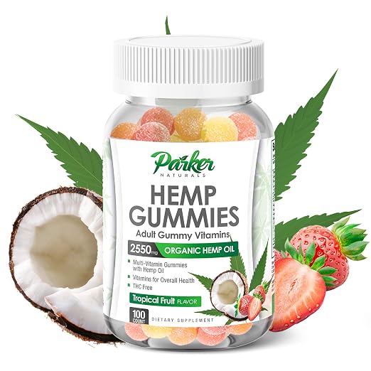 Organic Hemp Oil Gummies in Big 100 Count Bottle. 2550mg