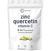 Micro Ingredients Quercetin with Vitamin C and Zinc, 240 Capsules | Quercetin 500mg, Vitamin C 500mg, Zinc 50mg (Picolinate, Citrate, Glycinate, Gluconate) | Complete Immune Support Supplements