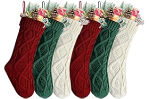 Kunyida Unique Burgundy and Ivory White Green Knit Christmas Stockings
