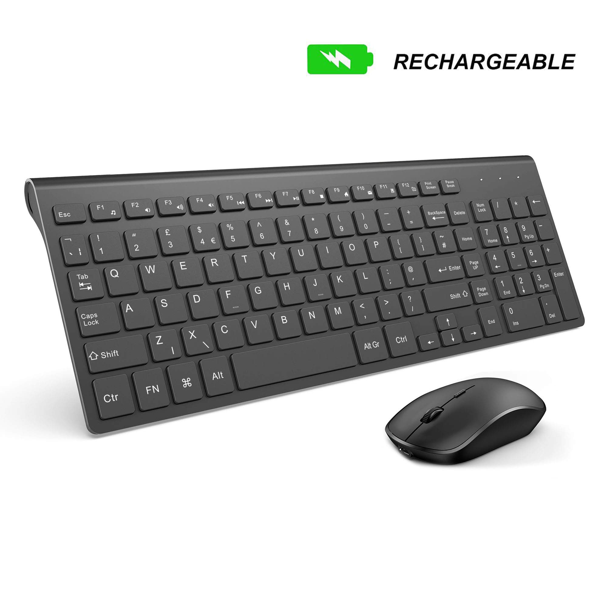 Joyaccess Wireless Keyboard Mouse 2 4g Rechargeable Slim Keyboard And Mouse With Number Pad Ergonomic Keyboard For Windows Pc Smart Tv Laptop Apple Mac Qwerty Uk Layout Black Buy Online In Antigua And Barbuda