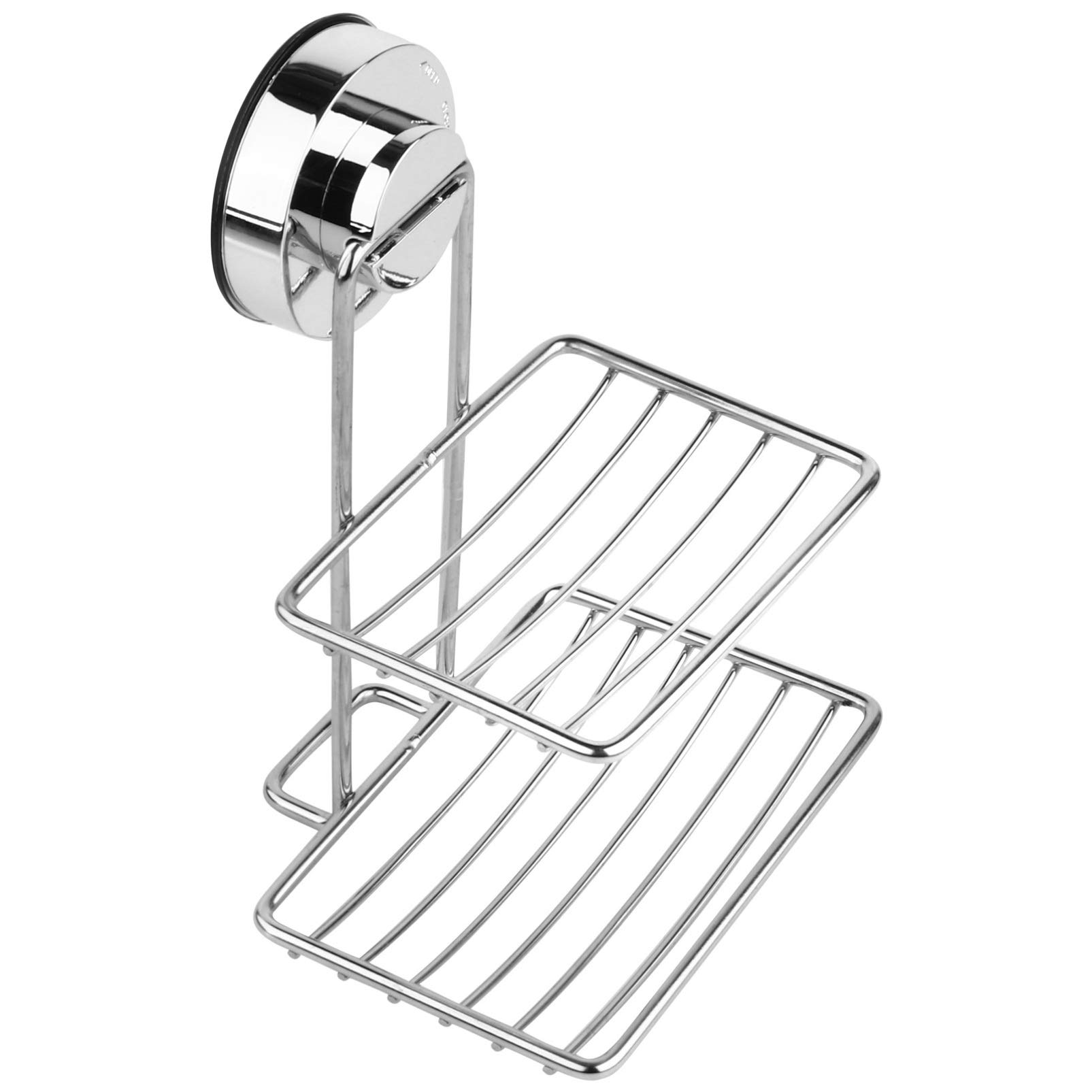 ULTECHNOVO Double Layer Soap Dish Holder with Strong Suction Cup Wall-Mounted Rustproof Soap Basket for Bathroom Shower and Kitchen Easy No-Drill Installation