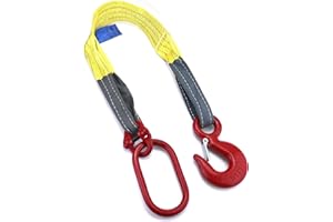 QWORK Lifting Slings Web Sling, 3.3 Ft Heavy Duty Single Leg Wire Rope, 6600lbs Polyester Lifting Sling with G80 Steel Hook, 