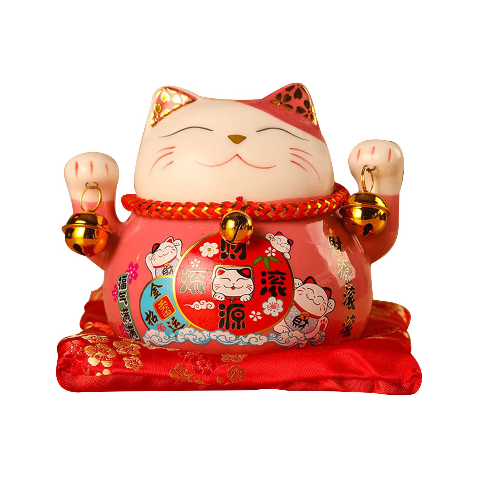 Jenngaoo Ceramic Lucky Cat, 4.5 Inch Waving Lucky Cat Statue Japanese Lucky Cat Figurine Beckoning Cat Ornately Decorate for Attract Wealth Business Opening(Pink)
