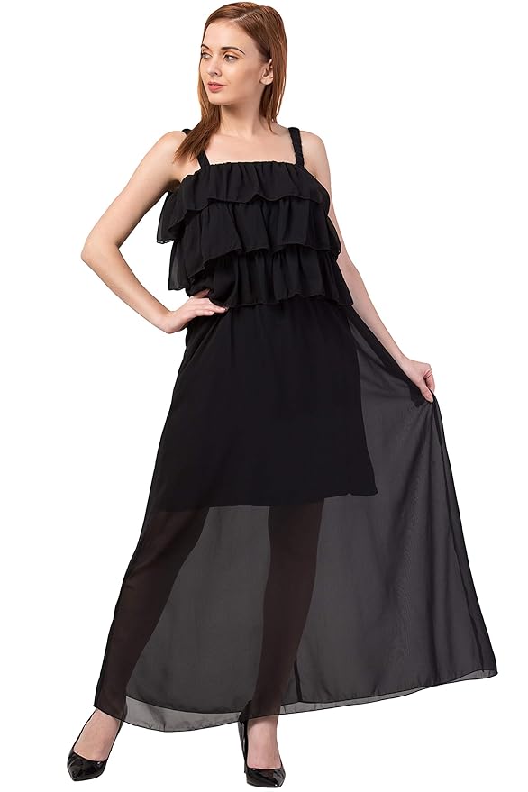 Buy Women Maxi Black Dress at Amazon.in