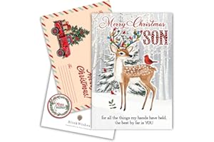 BlinkWishes Christmas Card for Son, Heartfelt Son Christmas Card with Loving Message, Premium Envelope, Holiday Greeting Card for Sons and Family, Merry Xmas Keepsake