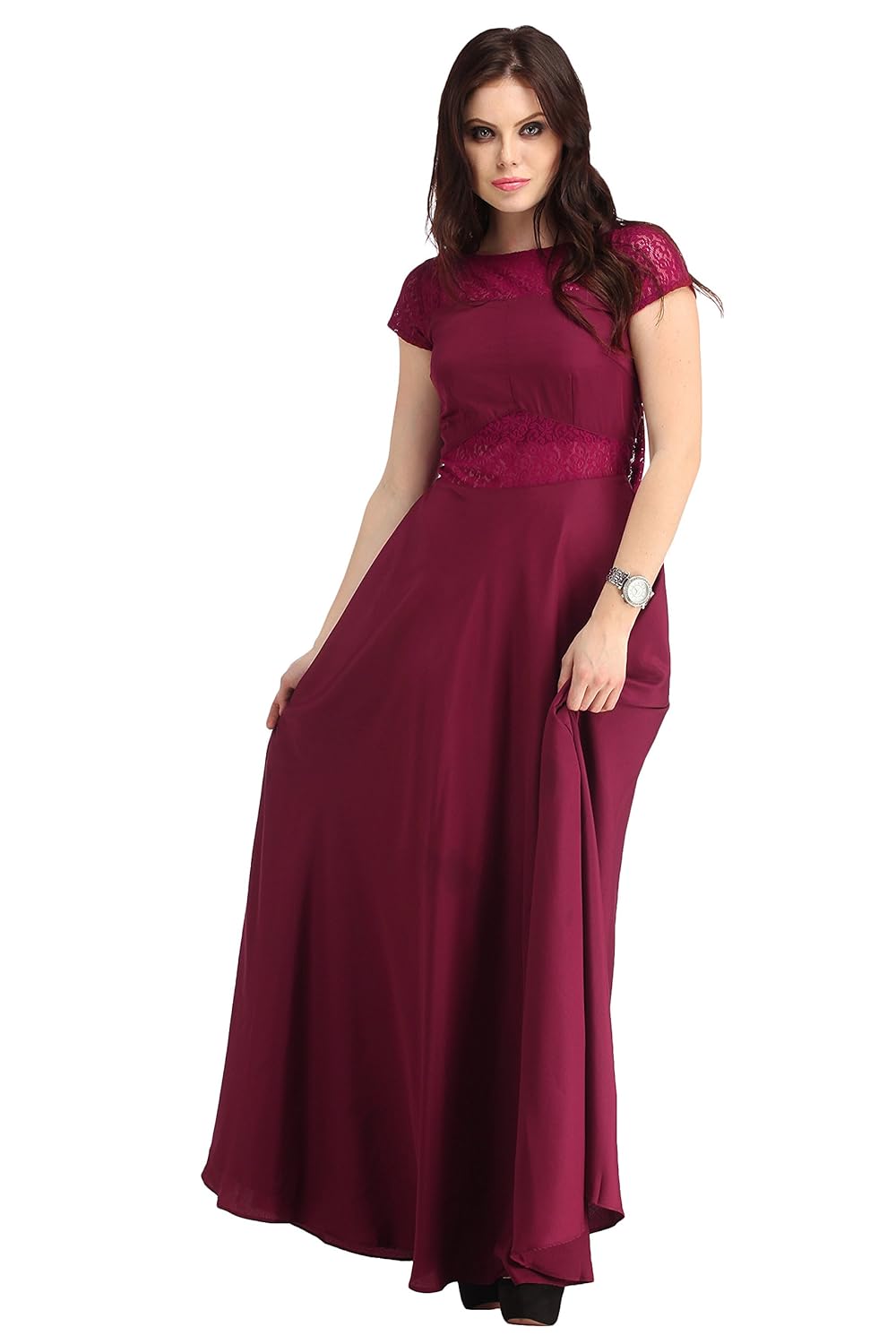 raas pr&ecirc;t women's crepe flared gown