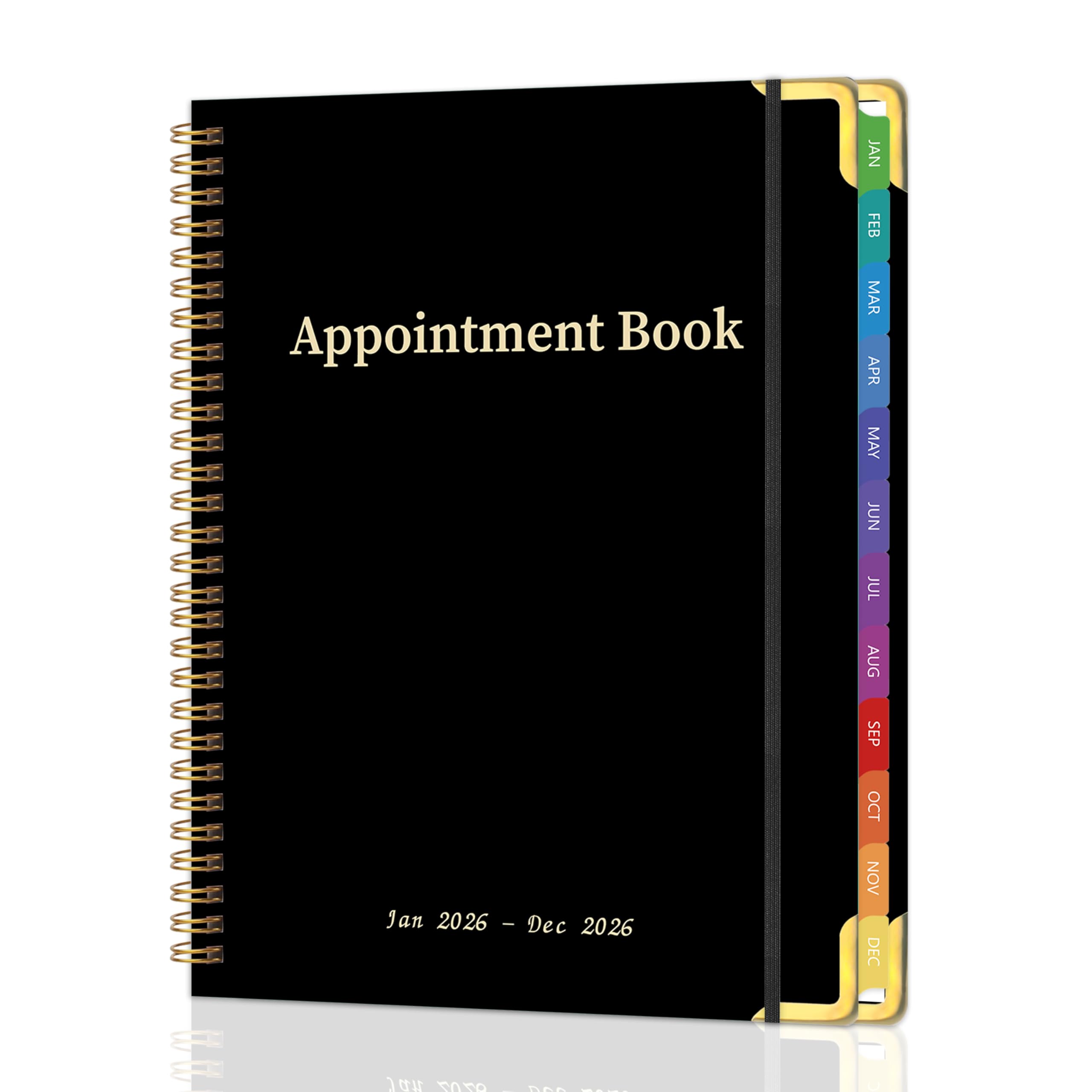 Photo 1 of 2026 Appointment Book/Planner - 2026 Daily Hourly Planner from Jan. 2026 - Dec. 2026, Weekly appointment Book 2026, 2026 Hourly planner with 20-Minute Interval, 9" x 11", Twin-Wire Binding, Colorful Tabs, Pocket - Black