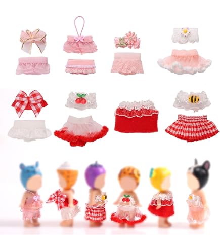 4 ensembles de vêtements de poupée de 7,5 à 8 cm, comprend pantalon, chemise, collier, ras du cou, tenues de poupée, accessoires de costume pour présentation et décoration 4 ensembles de vêtements de poupée de 7,5 à 8 cm, comprend pantalon, chemise, collier, ras du cou, tenues de poupée, accessoires de costume pour présentation et décoration