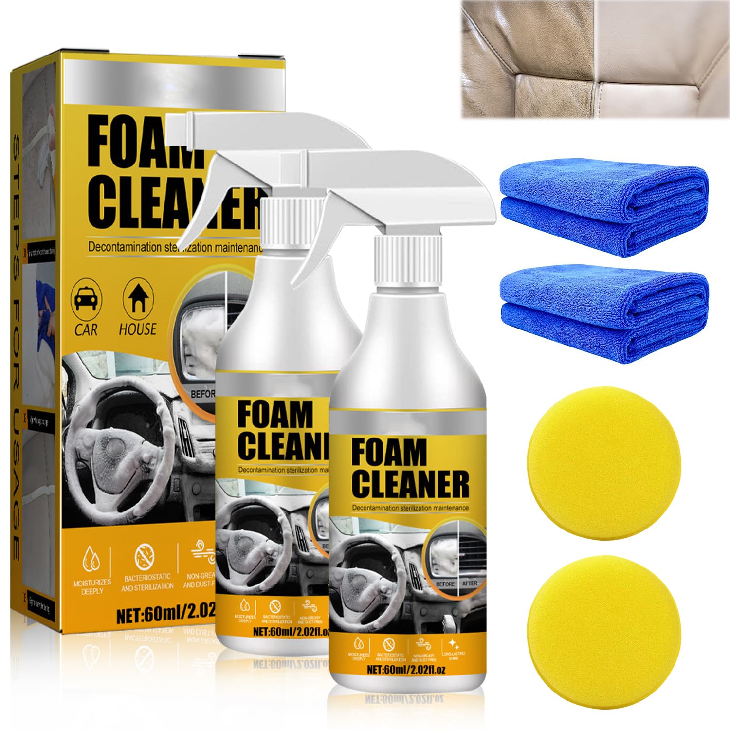Photo 1 of 2PCS Multi-Purpose Foam Cleaner, 2024 New All Around Master Foam Cleaner, Car Interior Foam Cleaner, Car seat Foam Cleaner Spray,Car Interior Foam Refinisher Cleaner,Car seat Stain Remover