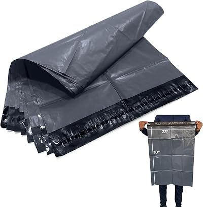 JeeJaan 10 Pcs Grey Postal Bags 22x30 in 560x762 mm Self-Seal Waterproof