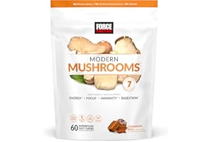Force Factor Modern Mushrooms Soft Chews, Mushroom Supplement with Lions Mane, Turkey Tail, & Cordyceps to Support Energy, Fo