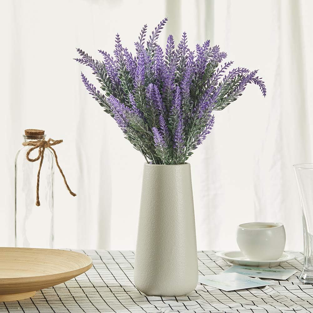 Kindolo Artificial Flowers Lavender Bouquet in Purple Artificial Plant for Home Decor, Wedding,Office,Garden,Patio Decoration,4 Bundles Without Vase.
