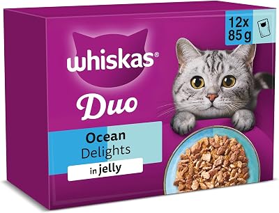 Whiskas Duo Adult Wet Cat Food in Jelly Ocean Delight 12x85g Pack of 4