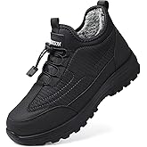 TEMOFON Snow Boots for Women Winter: Waterproof Slip On Fur Warm Snow Boots - Comfortable Walking Ankle Winter Outdoor Shoes Black Size 5.5