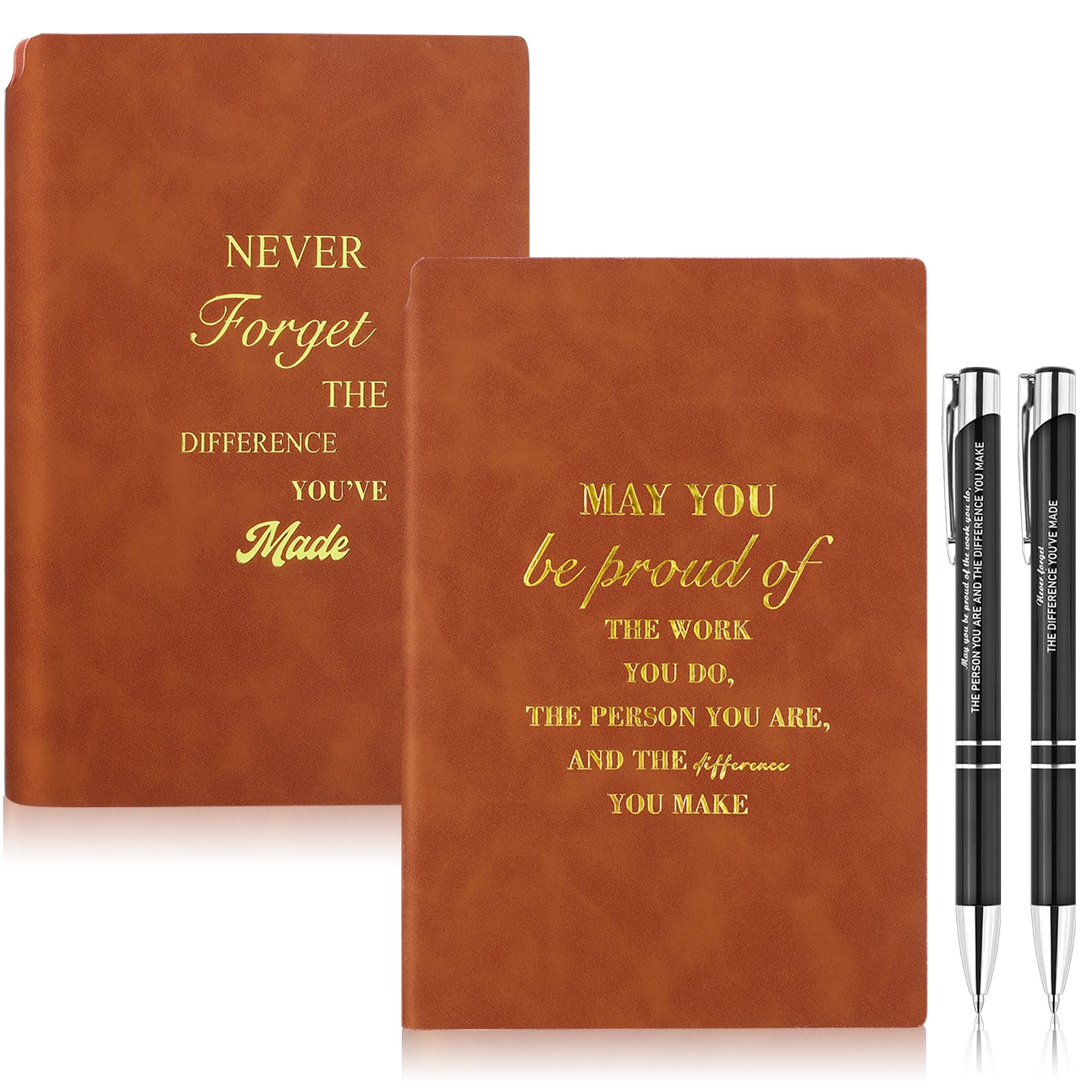 BANBAN 4 Pcs Thank You Gifts Inspirational A5 Leather Journal Notebook and Motivational Metal Ballpoint Pen Employee Appreciation Gifts Coworker Leaving Inspirational Notebooks for Teacher 6.2x8.3in