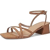 SOVANYOU Brown Chunky Block Heels for Women Strappy Heeled Sandals Womens Wedge Sandals Opened Square Toe with Ankle Strap Casual Dressy Shoes